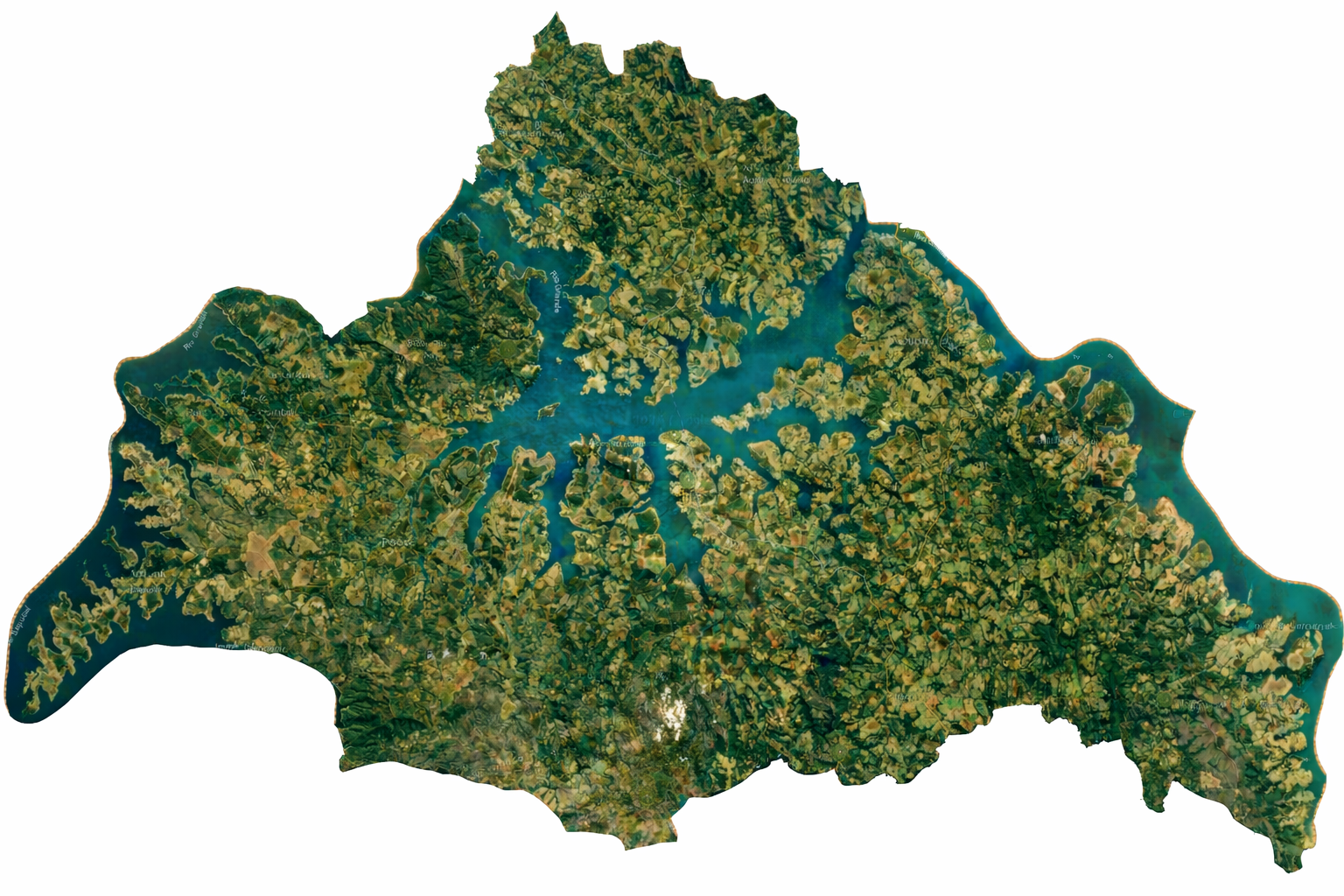 Mapa satélite do território de Guapé